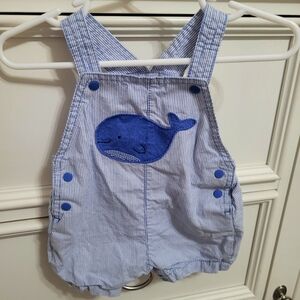 💥3/$24 Just One You by‎ Carters Blue Pin Stripe Whale Bubble Romper